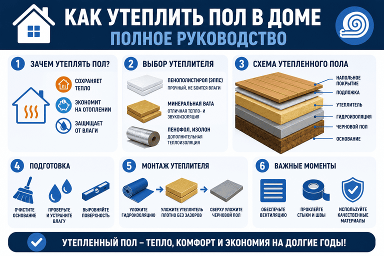 Как утеплить пол в доме, полное руководство?